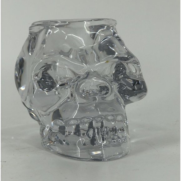 Crystal Skull Votive Candle Holder Heavy Glass Gothic D&D Halloween - Picture 2 of 10